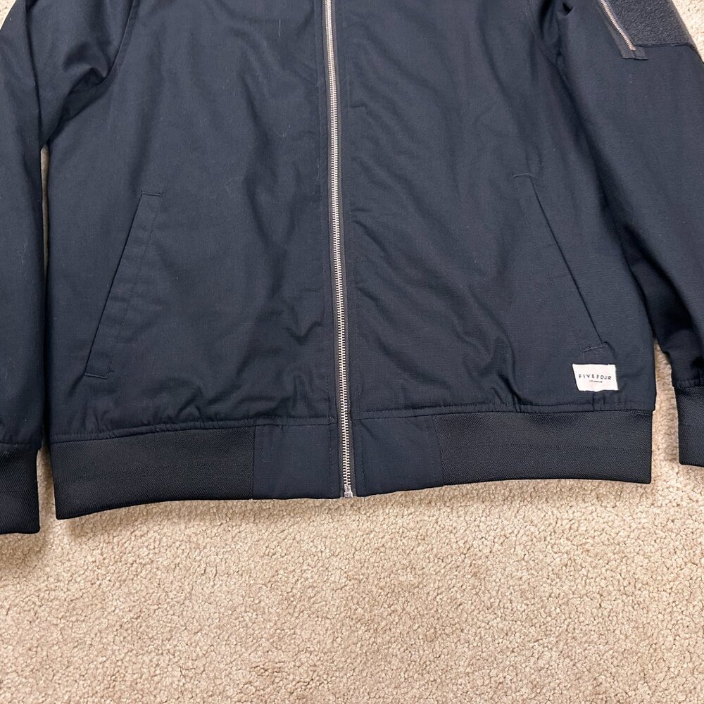 Five Four Los Angeles Jacket Mens Medium Black Full Zip Cotton Blend Bomber Coat - Picture 2 of 11